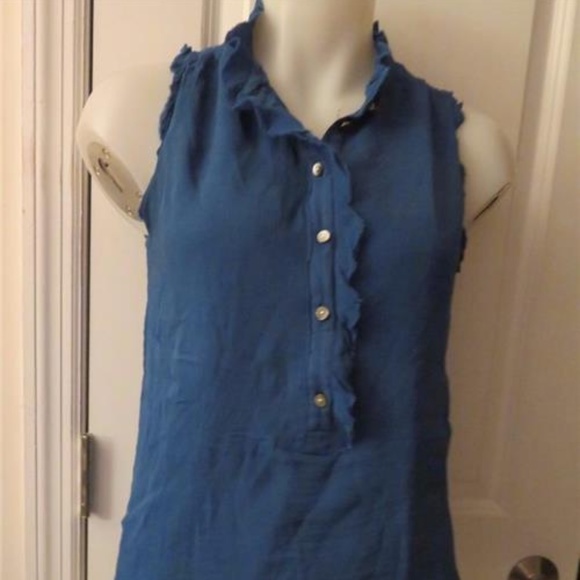 J. Crew Tops - J.CREW DARK BLUE BUTTON DOWN BLOUSE SIZE 4***